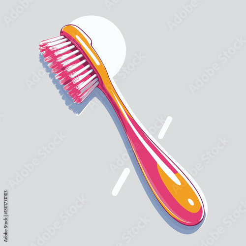 Colorful toothbrush in vector illustration on gray background with simple abstract design