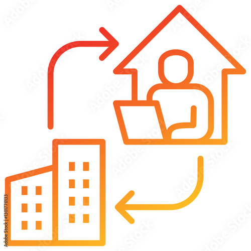 Hybrid Work Line Gradient Icon