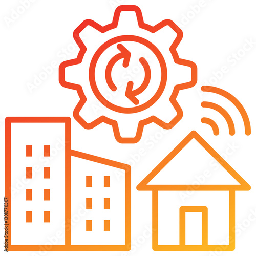 Hybrid Work Line Gradient Icon