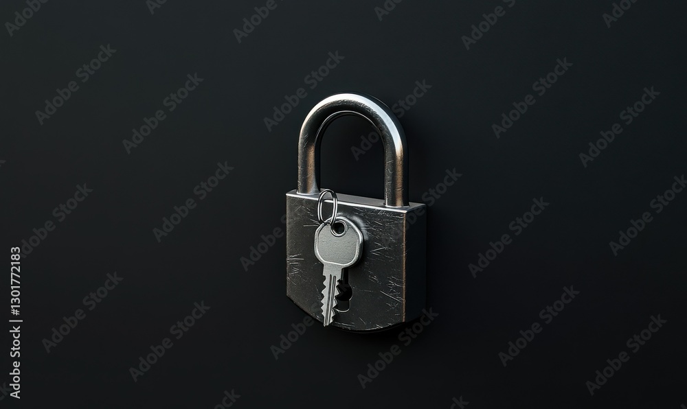 Shiny silver lock with a key, placed against a smooth black surface, symbolizing security and confidentiality. Shiny silver lock with a key, placed against a smooth black surface, symbolizing security and confidentiality.