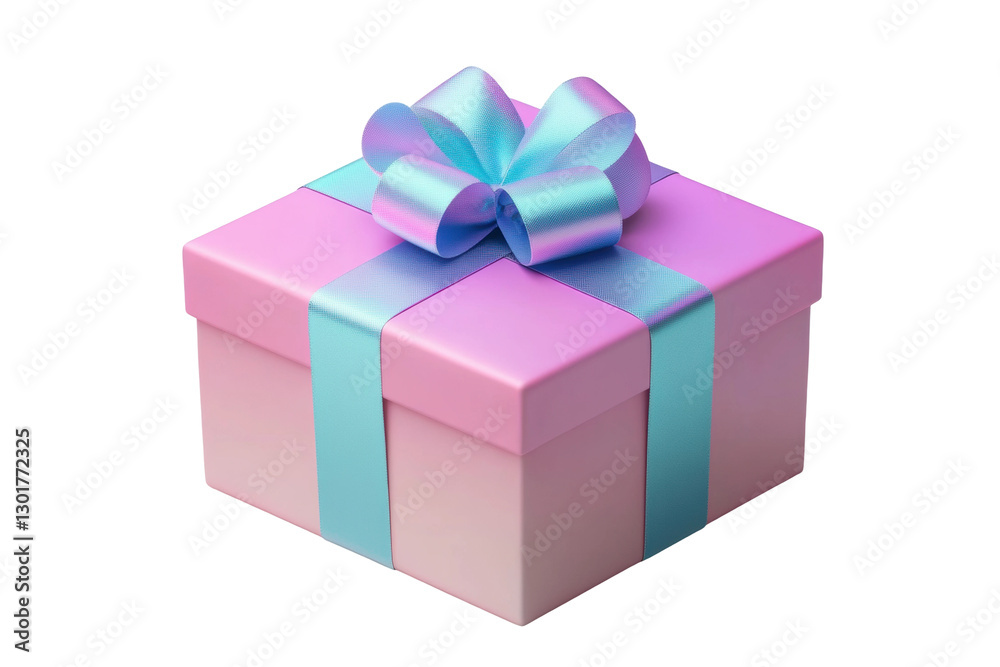 Beautiful pink and blue gift box with ribbon, cut out Beautiful pink and blue gift box with ribbon, cut out