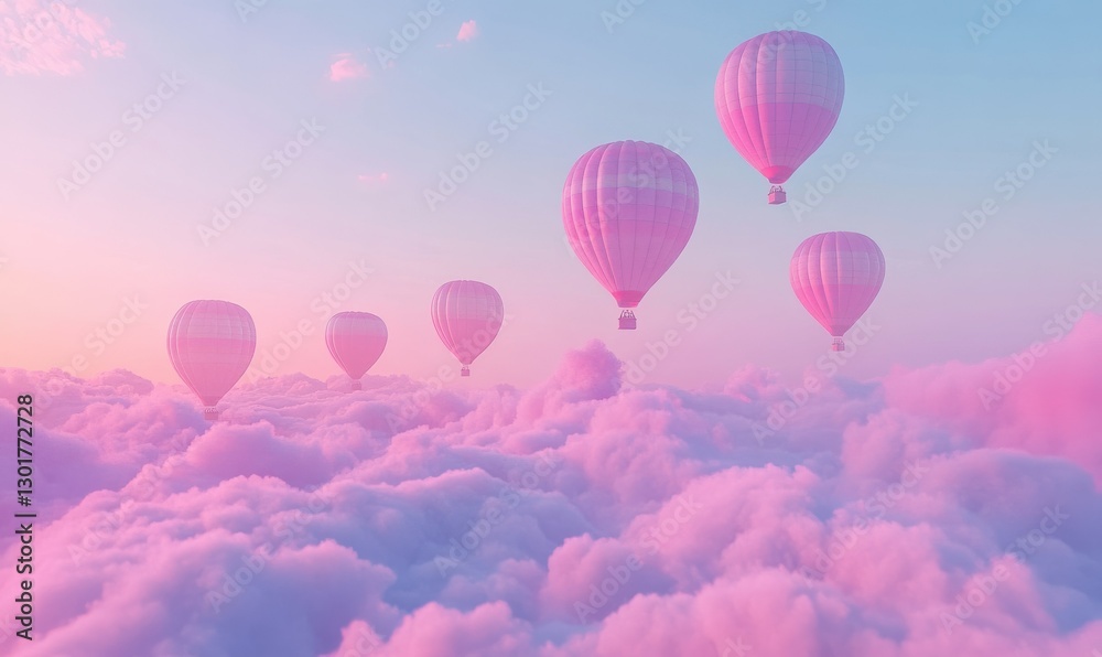 Vibrant hot air balloons floating above a misty valley at sunrise, pastel hues blending beautifully into the clear sky, creating a peaceful morning vibe, Vibrant hot air balloons floating above a misty valley at sunrise, pastel hues blending beautifully into the clear sky, creating a peaceful morning vibe,