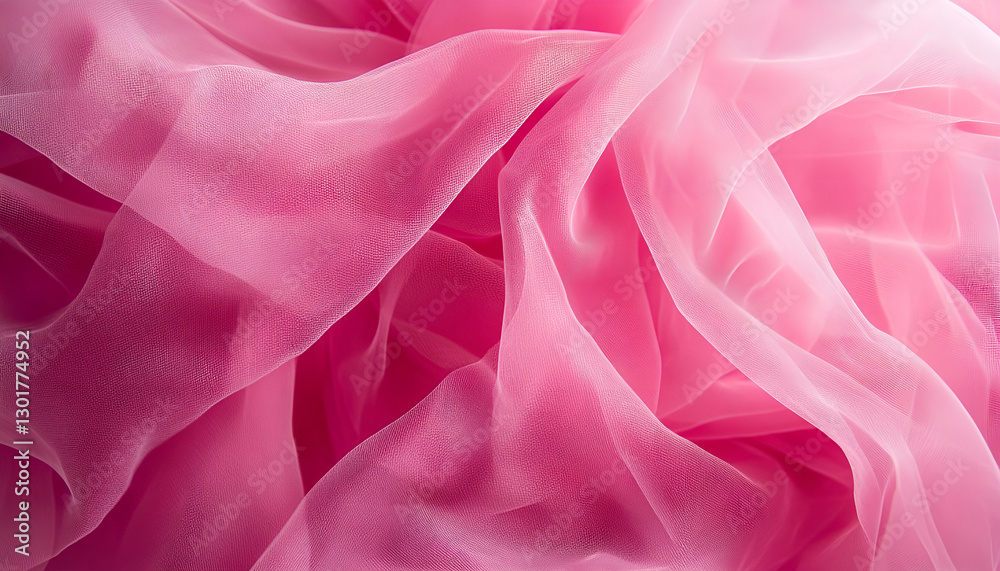 Obraz premium Beautiful pink tulle, close-up view of the fabric