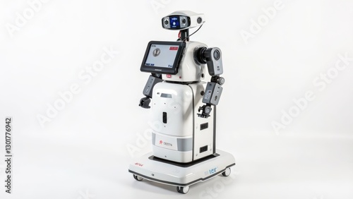 White humanoid robot on wheels