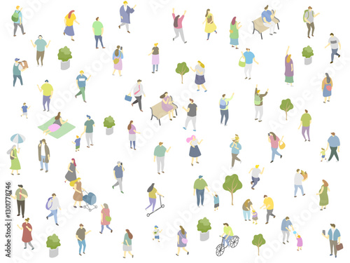 Isometric flat vector urban people illustration