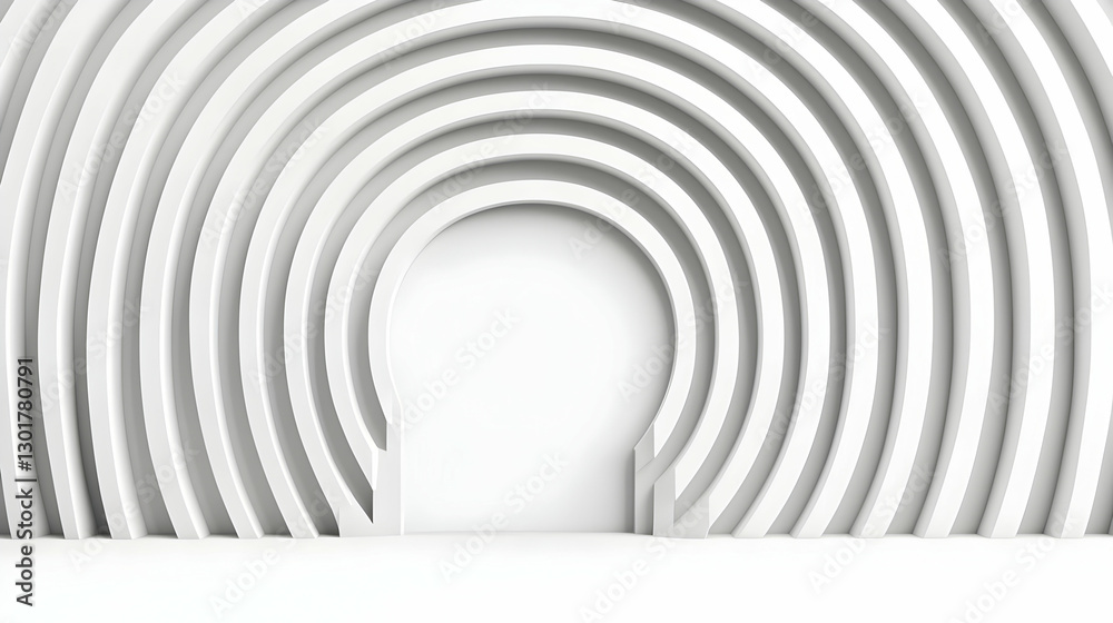 Obraz premium Abstract White Archway with Circular Wave Patterns in Background