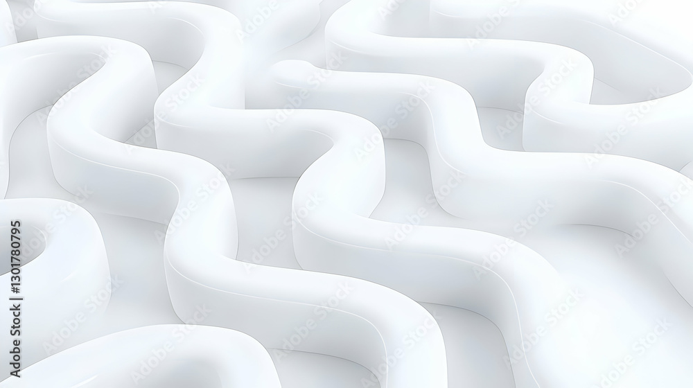 Obraz premium Smooth Curvy Lines on Glossy White Surface for Abstract Background