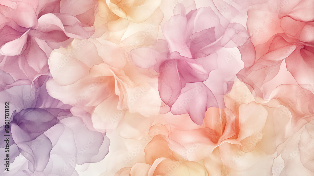 Obraz premium Pastel Colored Abstract Petal Layers, Dreamy Soft Floral Texture