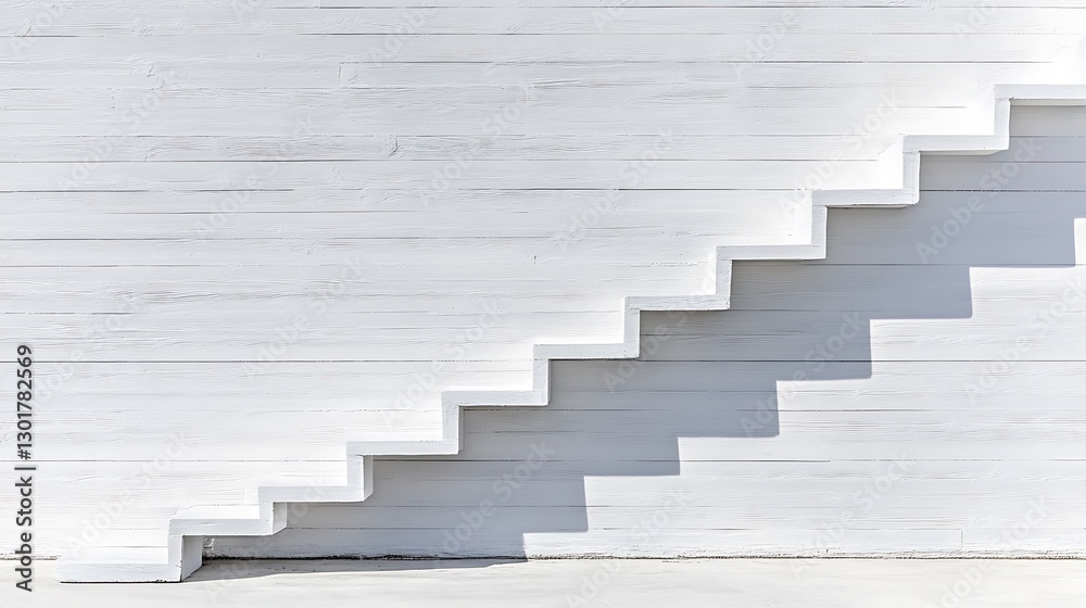 Fototapeta premium Sunlight on White Steps Against a Wooden Wall AI Generated