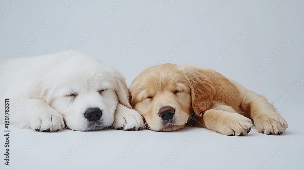 Golden Retriever and Labrador Puppy Naptime: Sweet Canine Companions Resting Together AI Generated Golden Retriever and Labrador Puppy Naptime: Sweet Canine Companions Resting Together AI Generated