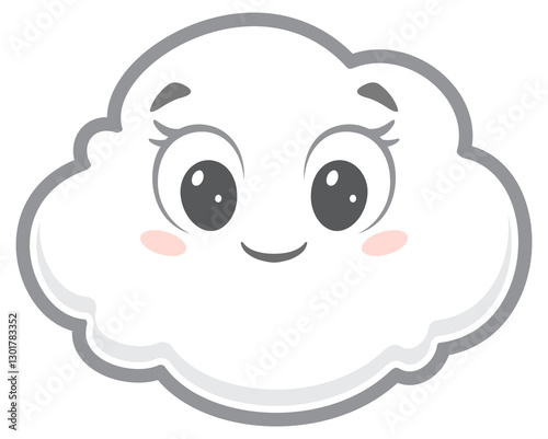 Illustration of cartoon cloud with cute face