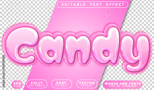 Candy Pink Sugar Sweet Yummy Cute Fully Editable Vector Text File