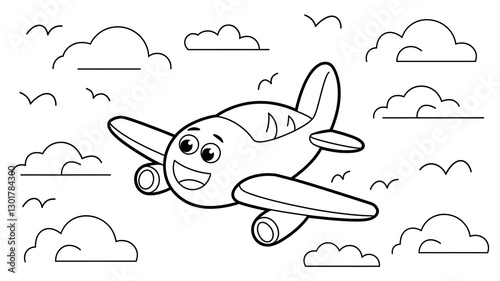  airplane  color page for kids