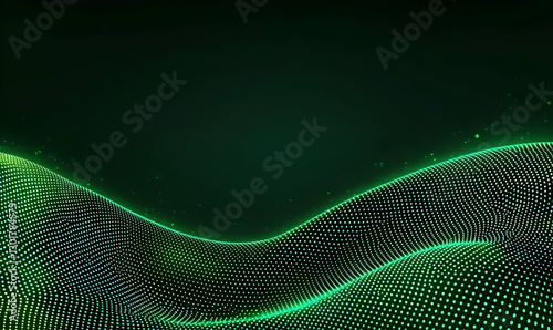Abstract Green Wave Pattern with Dots and Light Effect Background
