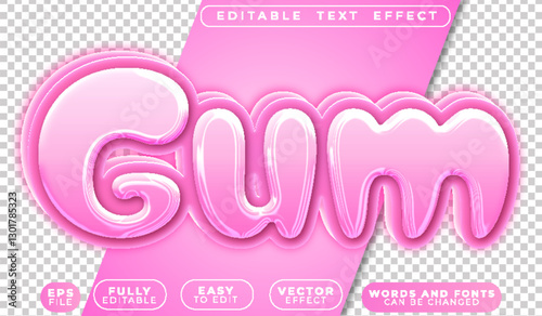 Gum Bubble Pink Fully Editable Vector Text File