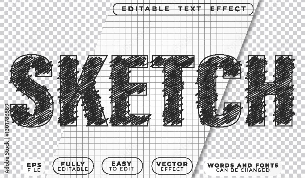 Sketch Drawing Doodle Fully Editable Vector Text File