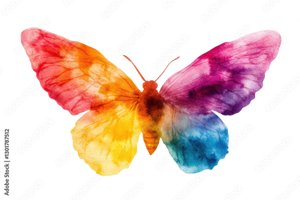 Fototapeta premium Colorful watercolor butterfly with vibrant wings, cut out