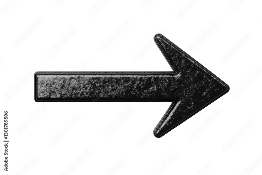 Fototapeta premium Black arrow symbol directing to the right side, cut out