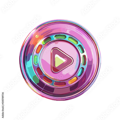 Colorful Play Button in Circular Design – Digital Media and Streaming Icon