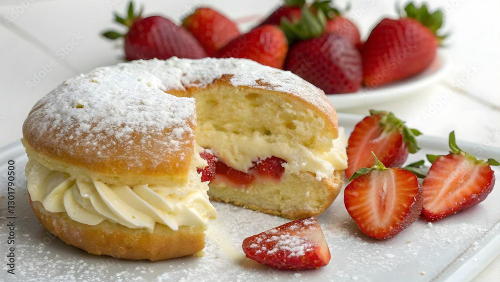 Strawberry & Vanilla Buttercream-Filled Doughnut – A Fluffy, Indulgent Treat Strawberry & Vanilla Buttercream-Filled Doughnut – A Fluffy, Indulgent Treat