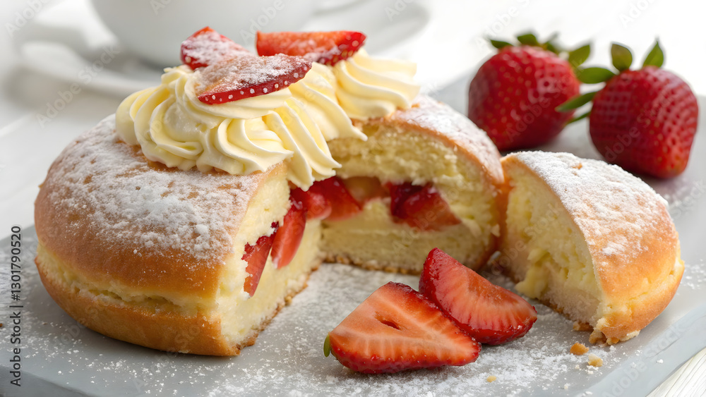 Strawberry & Vanilla Buttercream-Filled Doughnut – A Fluffy, Indulgent Treat Strawberry & Vanilla Buttercream-Filled Doughnut – A Fluffy, Indulgent Treat