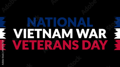 National Vietnam War Veterans Day text with side lines on a black background. Which is observed every year in March to celebrate and wish National Vietnam War Veterans Day