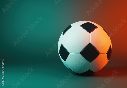 Single Classic Soccer Ball on Gradient Background with Soft Light photo