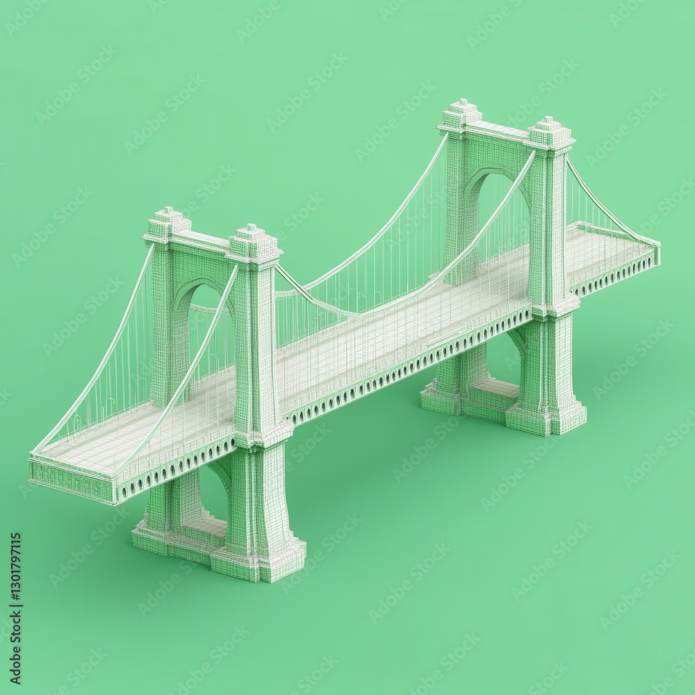 Fototapeta premium Minimalist Green Bridge Design with Simple Geometric Shapes