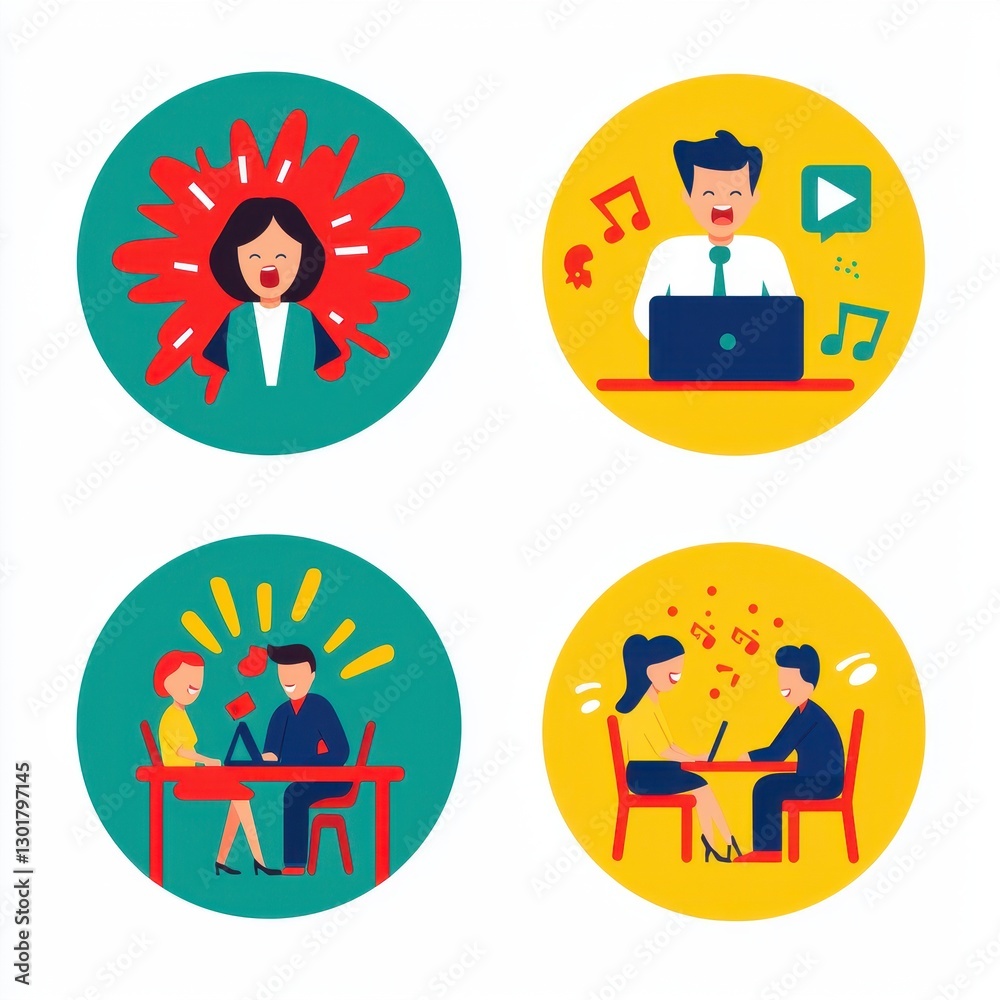 Fototapeta premium Diverse Emotions and Activities in Work and Collaboration Environments