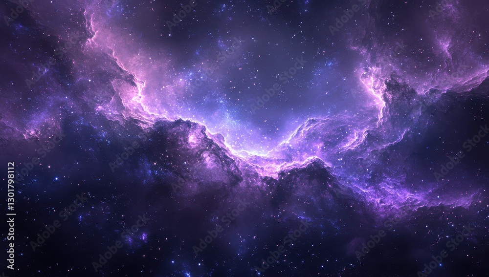Ethereal Cosmic Scene with Vibrant Purple and Blue Nebulae Surrounded by Stars in a Deep Space Background Ethereal Cosmic Scene with Vibrant Purple and Blue Nebulae Surrounded by Stars in a Deep Space Background