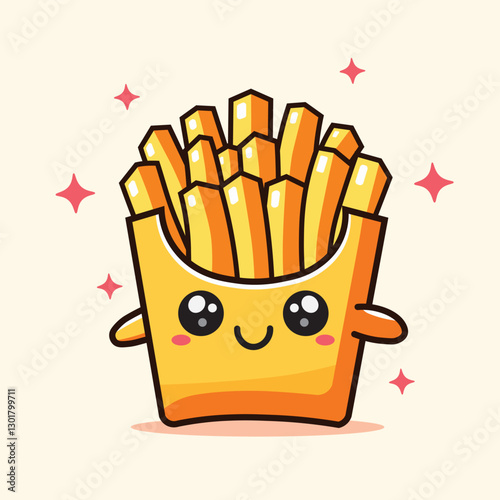 Cute French fries in a paper bag