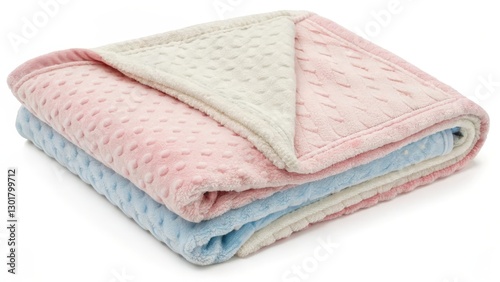 Stacked Baby Blankets, Pink, Blue, Cream, Knit Texture