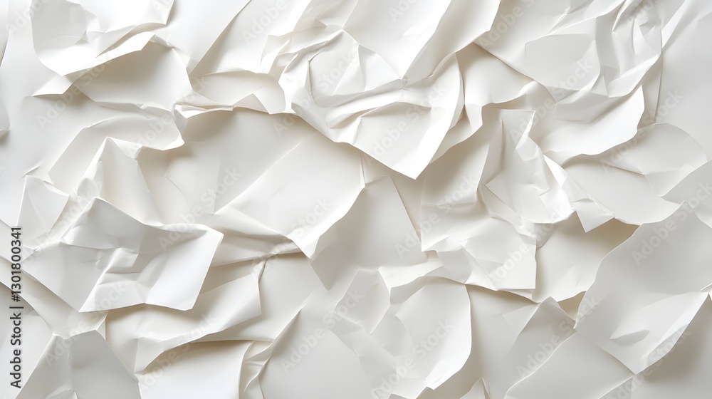 Obraz premium Crumpled White Paper Texture Background for Creative Projects