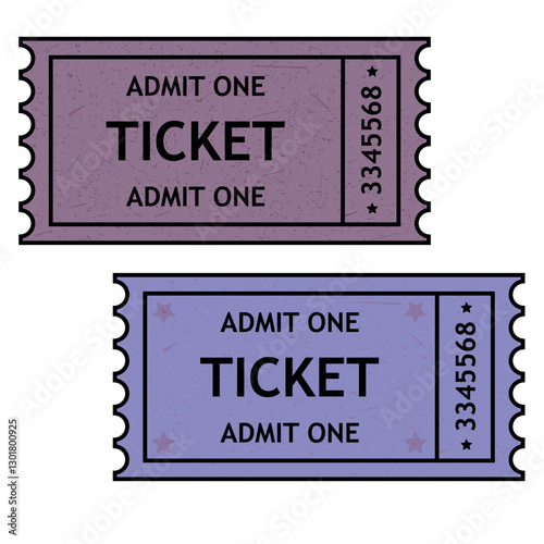 Set of colored vector tickets. Retro tickets design template. Tickets for cinema, movie, circus, carnival, film, festival, etc. Vector elements eps. 