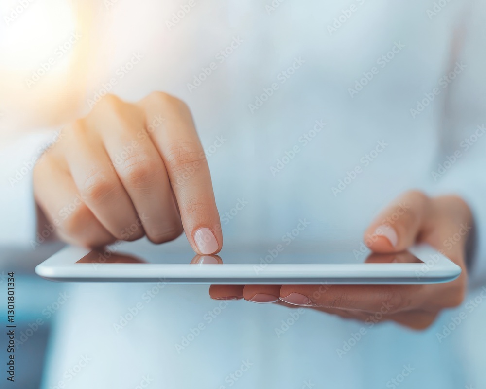 Close up of Woman s Hands Using a Digital Tablet Modern Technology Concept Close up of Woman s Hands Using a Digital Tablet Modern Technology Concept