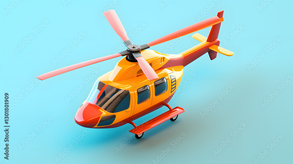 Fototapeta premium Helicopter isometric Cartoon 3D
