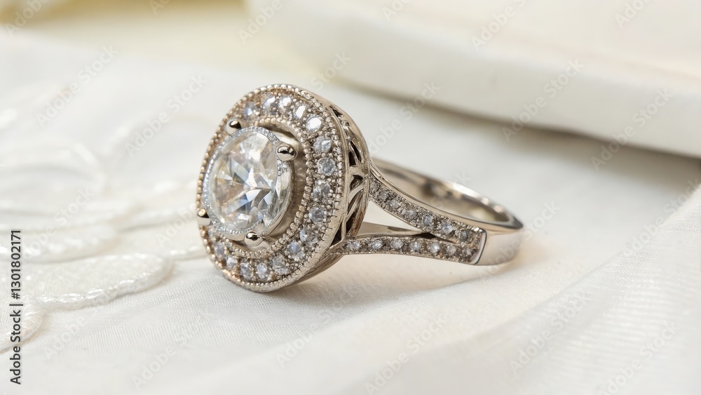 Oval-cut gemstone ring with halo setting Oval-cut gemstone ring with halo setting