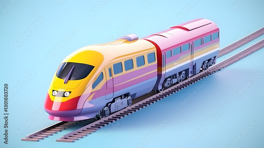High-Speed Train isometric Cartoon 3D High-Speed Train isometric Cartoon 3D