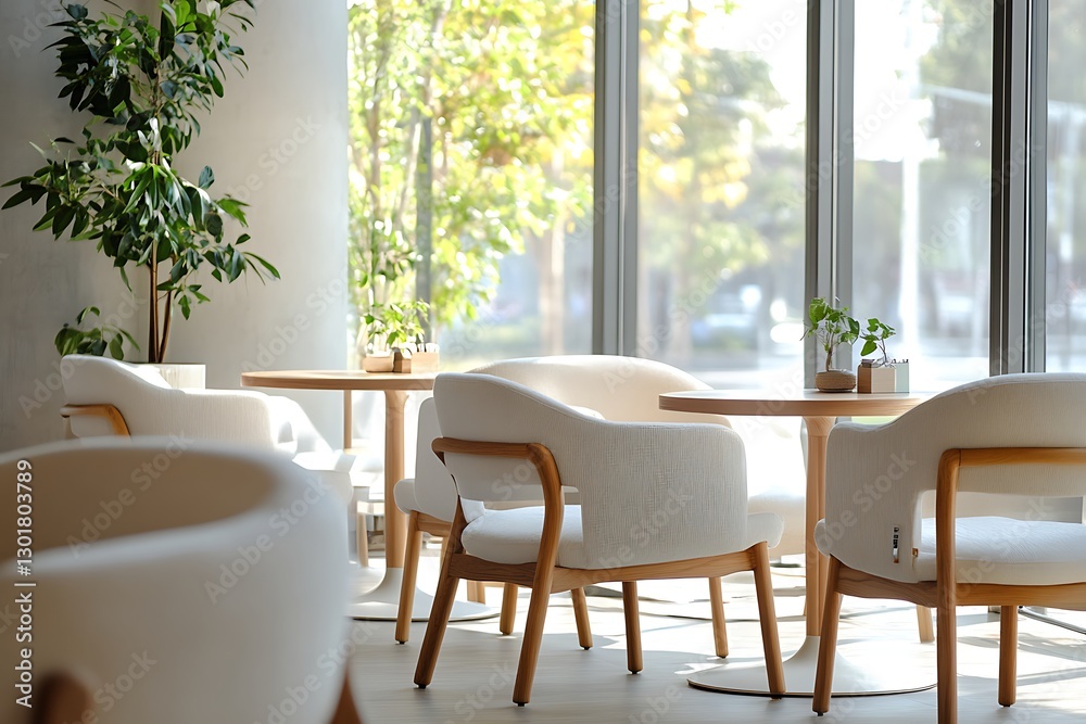 Obraz premium Modern Cafe Interior with Natural Light
