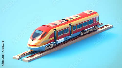 High-Speed Train isometric Cartoon 3D