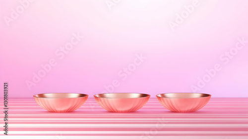 3D Illustration Pink Bowls ...