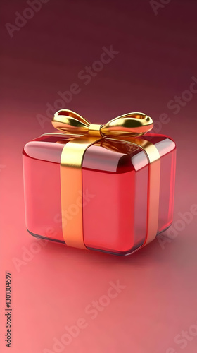 3D Red Gift Box with Gold R...