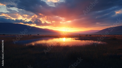 Breathtaking Sunset at Ngorongoro Crater, Tanzania: Ultra-Detailed Nature Landscape for Stock Photography Use