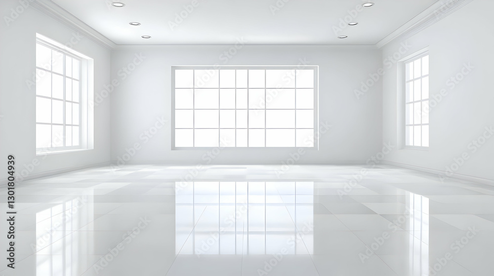Fototapeta premium 3D Illustration Empty White Room Interior Design Architecture