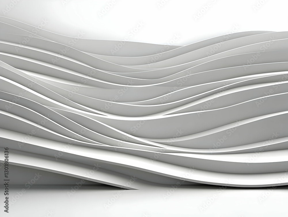 Obraz premium 3D Abstract Background White Waves Illustration