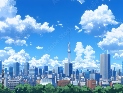 Illustration Cityscape Sunn...