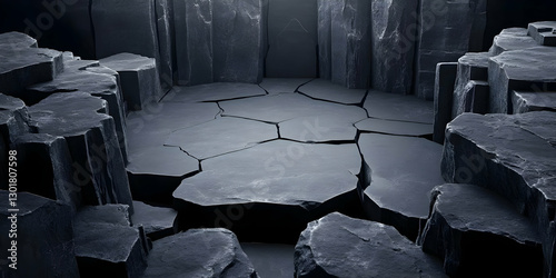 3D Illustration Dark Cracke...