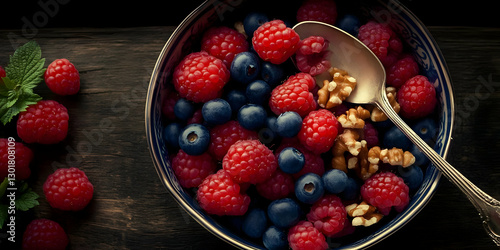 Photo, Raspberries, Blueber...