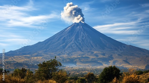 Majestic View of Active Volcano Popocatepetl in Mexico