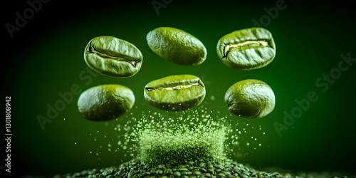 3D Illustration Green Coffe...